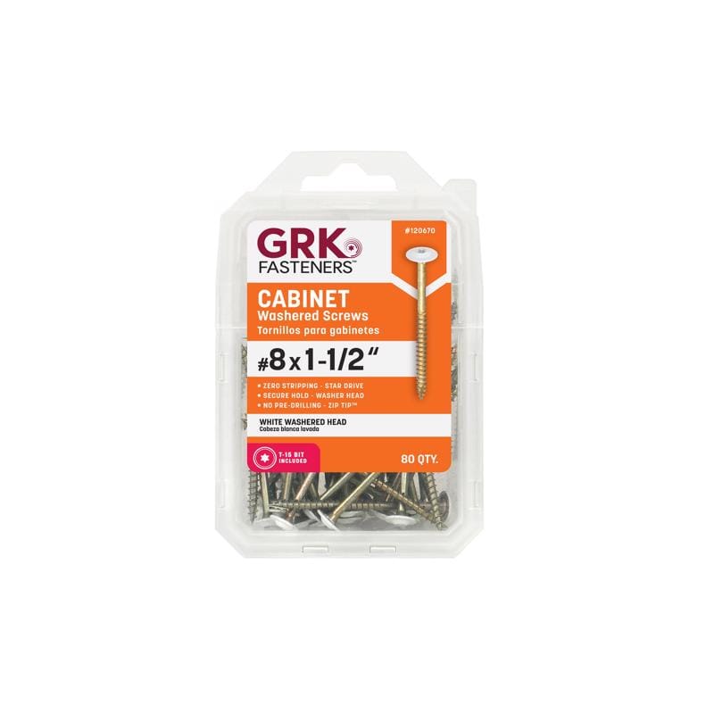 GRK Fasteners 120670 No. 8 X 1-1/2 in. L Star Climatek W-Cut Cabinet Screws 80 pk