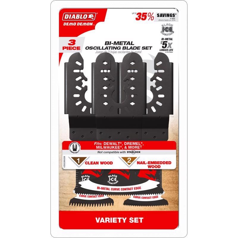 Diablo DOU3BVS Demo Demon Bi-Metal Oscillating Blade Set 3 pc