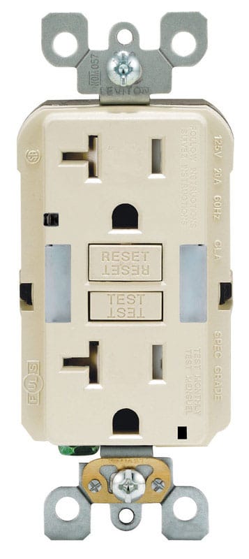 Leviton GFNL2-00T 20 amps 125 V Duplex Light Almond GFCI Outlet 5-20R 1 pk