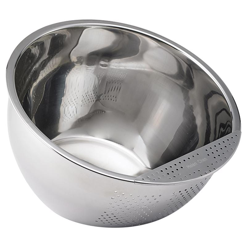 Helen'S Asian Kitchen 97123 Helens Asian Kitchen Silver Stainless Steel Rice Washing Bowl 3 qt