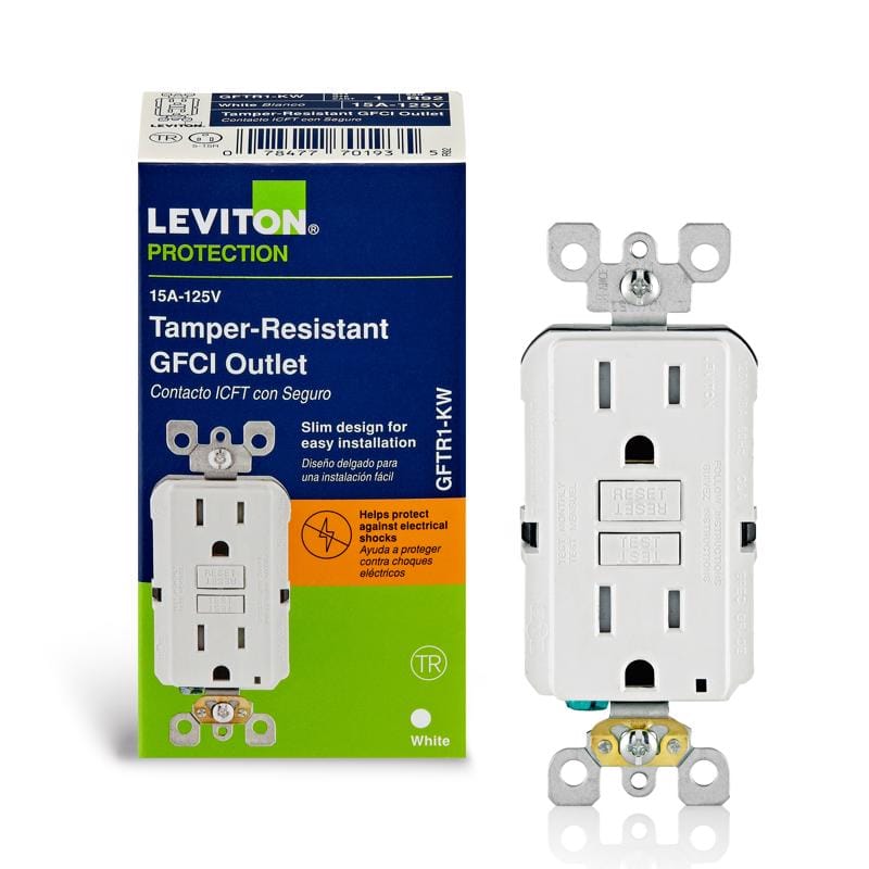 Leviton GFTR1-0KW SmartlockPro 15 amps 125 V Duplex White GFCI Outlet 5-15R 1 pk