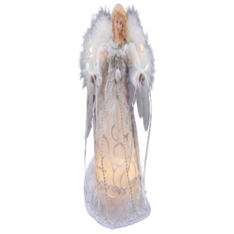 Kurt S. Adler UL2205 Incandescent Silver/White Angel Tree Topper 9 in.