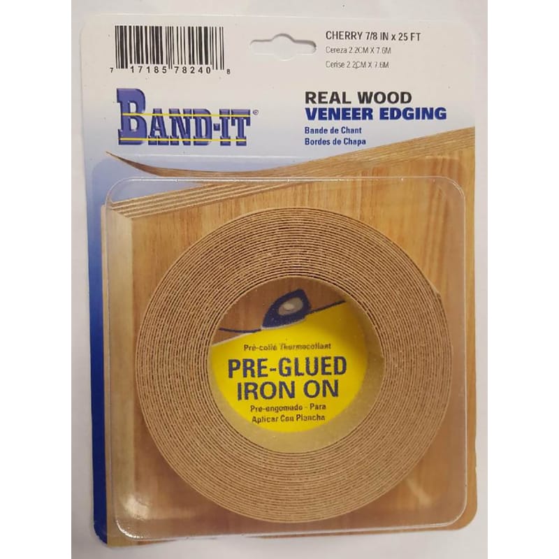 Band-It 78240 .030 in. X 7/8 in. W X 25 ft. L Cherry Real Wood Veneer Edging #2/BTR Premium Grade
