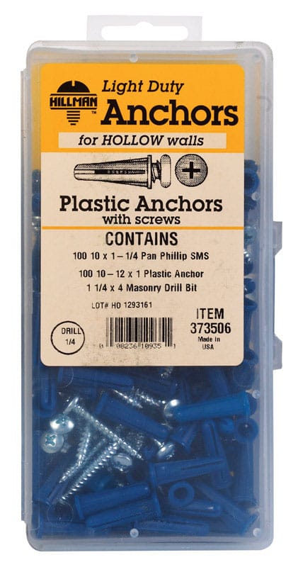 Hillman 373506 .19 in. D X 1 in. L Plastic Pan Head Conical Anchor Kit 201 pk