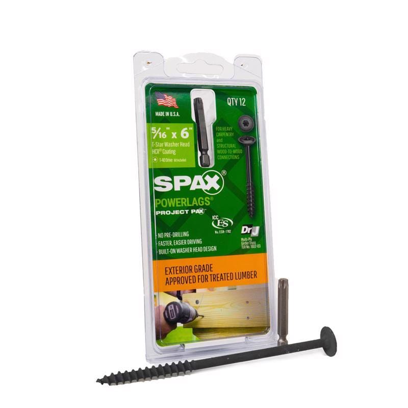 Spax 45818208015243 PowerLag 5/16 in. in. X 6 in. L T-40 Washer Head Serrated Structural Screws