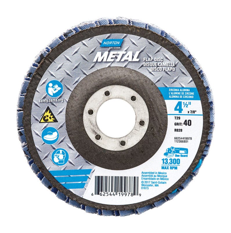 Norton 66254419978 4-1/2 in. D X 7/8 in. Zirconia Aluminum Oxide Flap Disc 40 Grit 1 pc