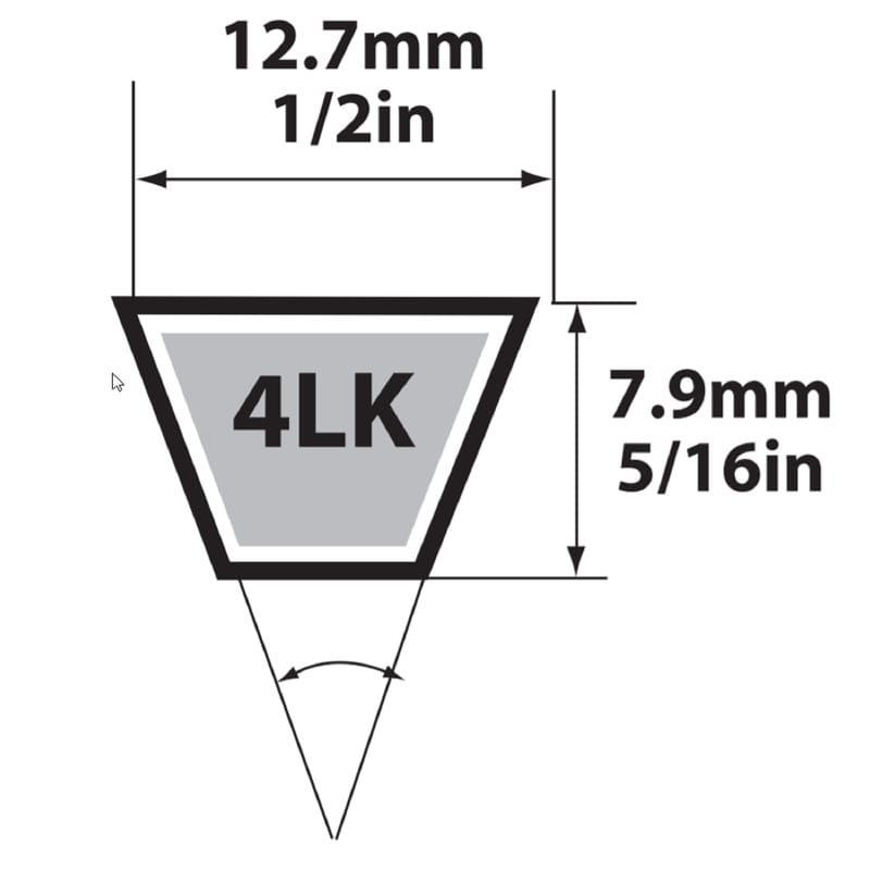Mitsuboshi 4LK370A Super KB Standard V-Belt 0.5 in. W X 37 in. L For Riding Mowers