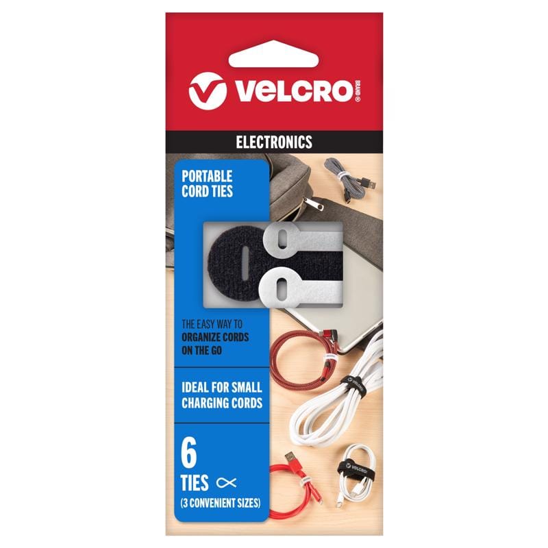 Velcro Brand VEL-30815-USA Assorted Nylon Ties 6 pk