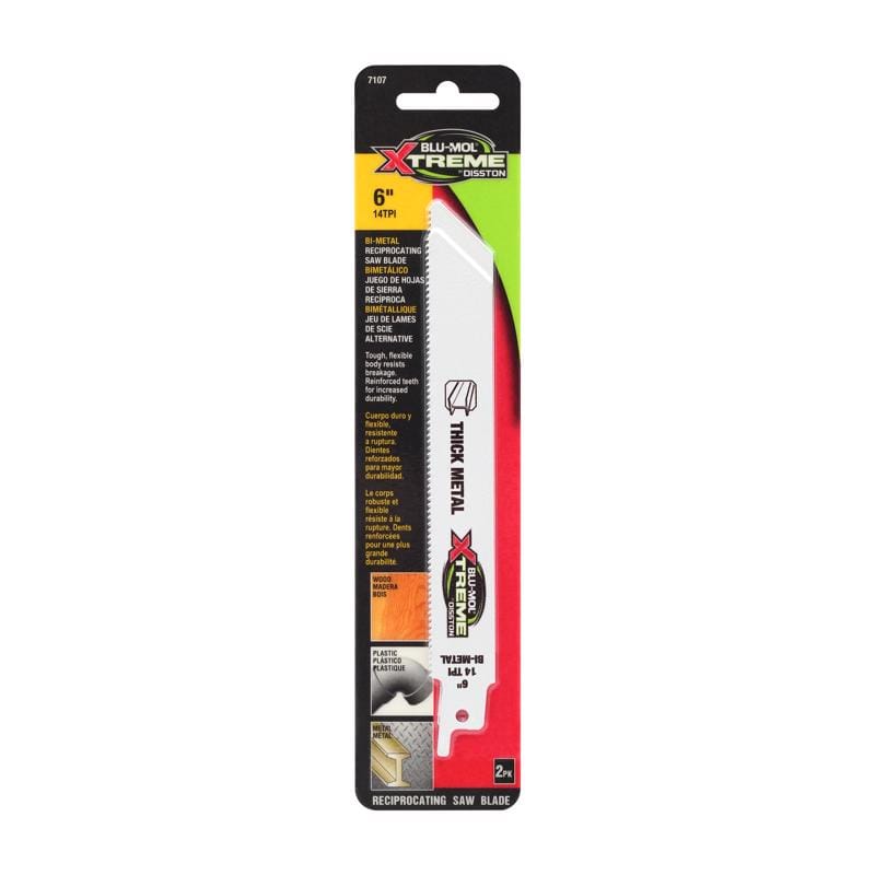 Blu-Mol Xtreme E0217107 6 in. Bi-Metal Reciprocating Blade 14 TPI 1 pk