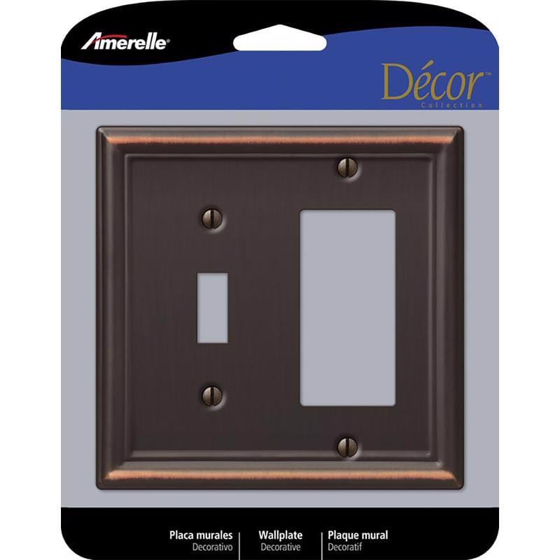 Amerelle 149TRDB Chelsea Aged Bronze 2 gang Stamped Steel Decorator/Toggle Wall Plate 1 pk