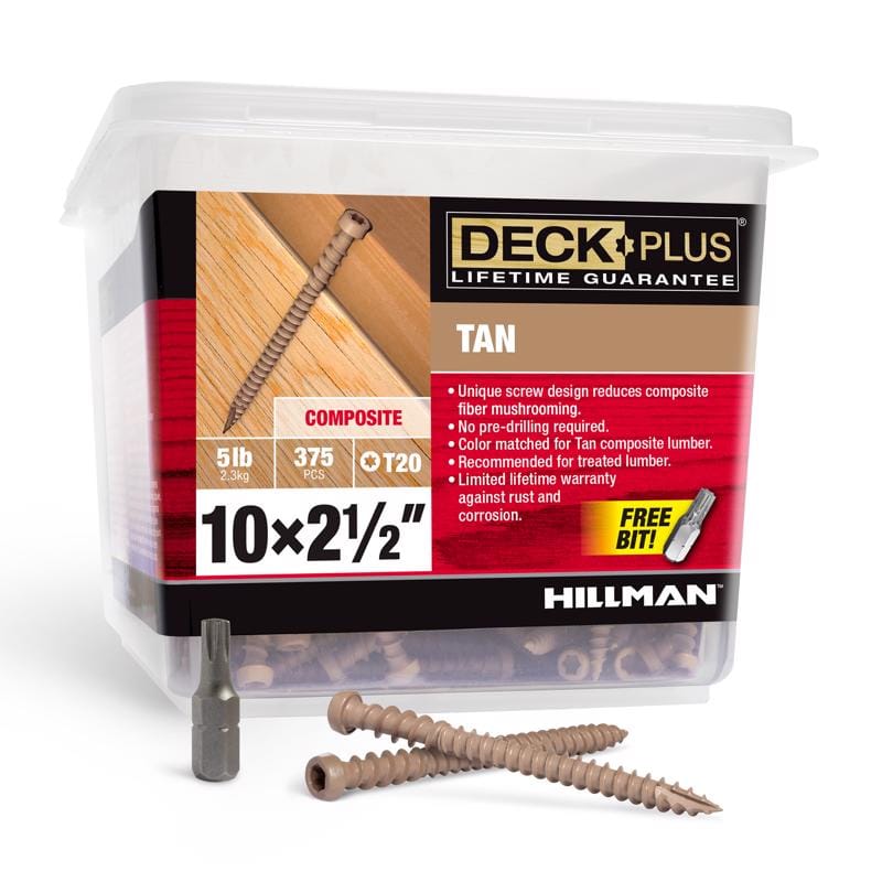 Hillman 48452 Deck Plus No. 10 Ga. X 2-1/2 in. L Tan Star Flat Head Composite Deck Screws 5 lb 375