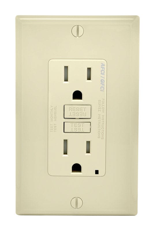 Leviton AGTR1-T SmartlockPro 15 amps 125 V Duplex Light Almond AFCI/GFCI Dual Function Outlet 5-15R 1 pk