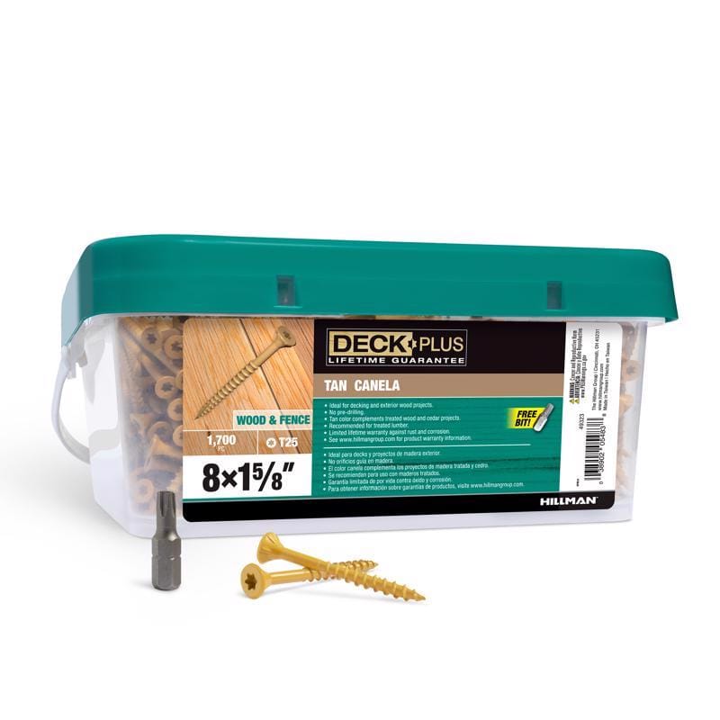 Hillman 49323 Deck Plus No. 8 Ga. X 1-5/8 in. L Tan Star Flat Head Exterior Deck Screws 11 lb 1700 pk