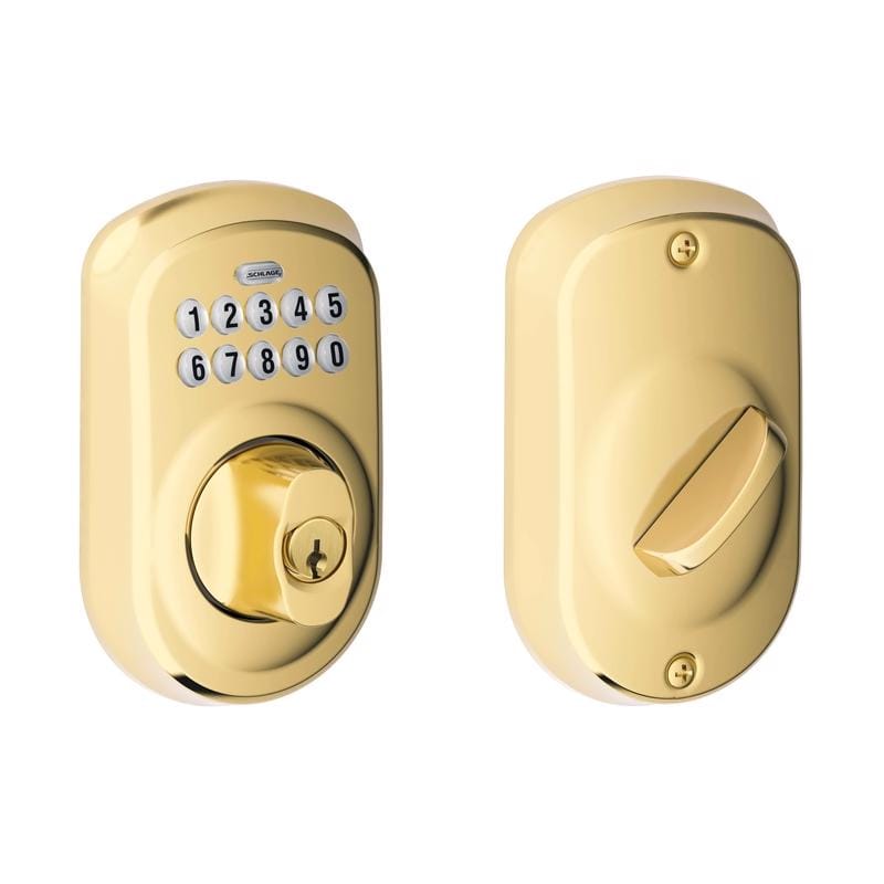 Schlage BE365VPLY505 Bright Brass Steel Electronic Deadbolt