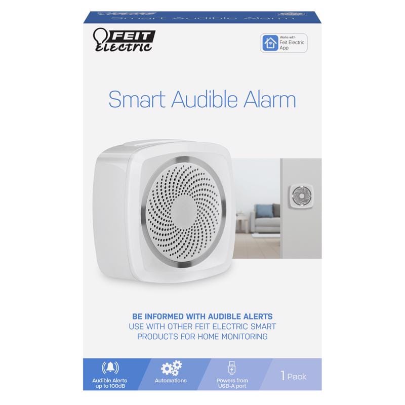 Feit ALERT/WIFI Smart Home White Plastic Wireless Smart-Enabled Smart Audible Alarm