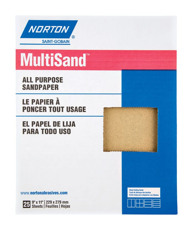 Norton 07660700354 MultiSand 11 in. L X 9 in. W 220 Grit Aluminum Oxide All Purpose Sandpaper 25 pk