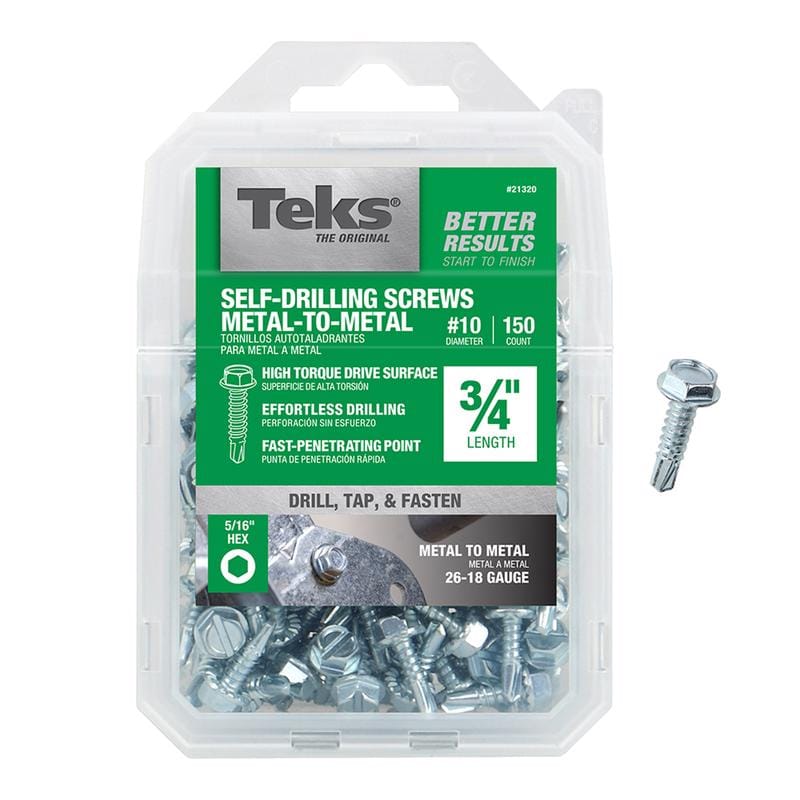TEKS 21320 No. 10 in. X 3/4 in. L Hex Hex Washer Head Sheet Metal Screws 150 pk