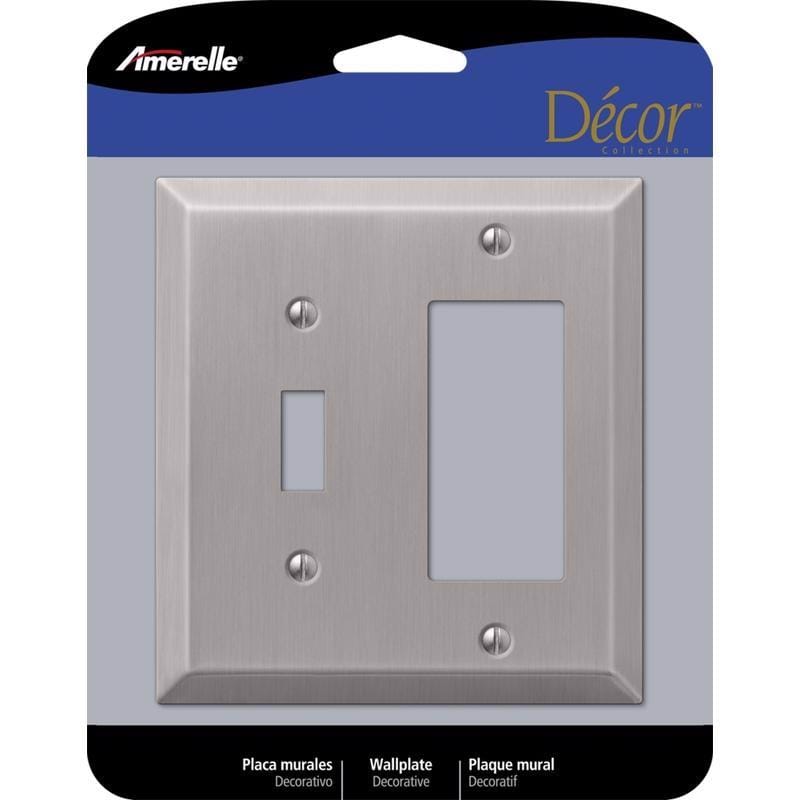 Amerelle 163TRBN Century Brushed Nickel 2 gang Stamped Steel Toggle Wall Plate 1 pk