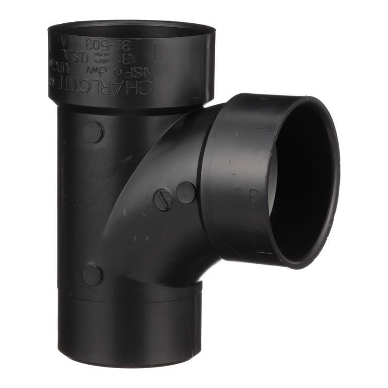 Charlotte Pipe ABS004031000 3 in. Hub X 3 in. D Hub ABS Sanitary Street Tee
