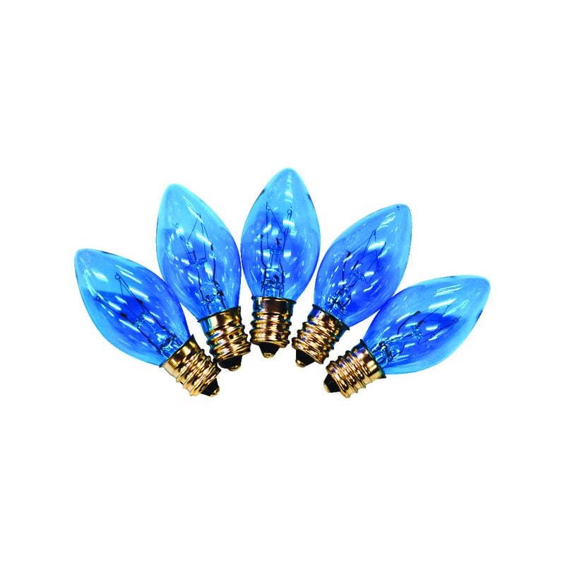 Holiday Bright Lights BU25C7X3-TBLA Incandescent C7 Blue 25 ct Replacement Christmas Light Bulbs 0.08 ft.