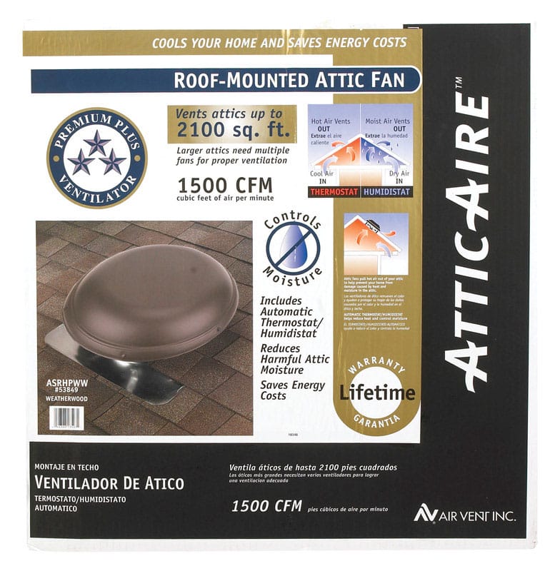 Air Vent 53849 26.2 in. H X 25.5 in. W X 9 in. L X 14 in. D Brown Steel Power Roof Ventilator