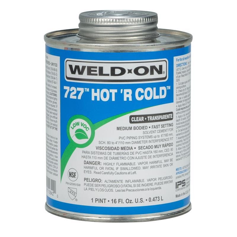 Weld-On 10842 727 Hot 'R Cold Clear All Weather Cement For PVC 16 fl. oz.