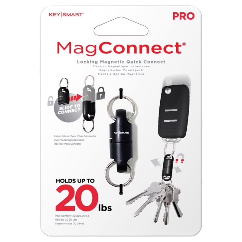 KeySmart KS847-BLK MagConnect Pro ABS Plastic/Magnet/Stainless Steel Black Locking Magnetic Keychain