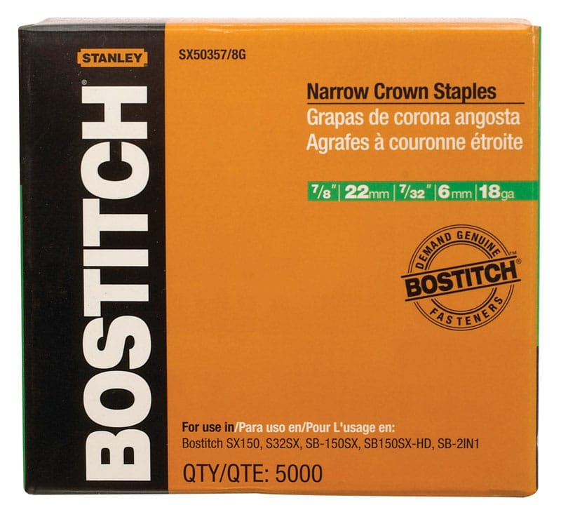 Bostitch SX50357/8G SX 7/32 in. W X 7/8 in. L 18 Ga. Narrow Crown Staples 5000 pk