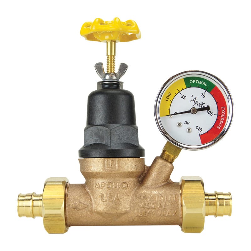 Apollo EPXPRV34WG 3/4 in. Double Union Double Union PEX Bronze Water Pressure Regulator with Gauge