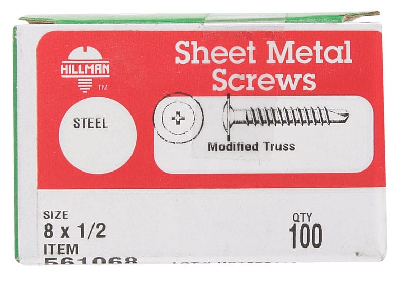 Hillman 561068 No. 8 Ga. X 1/2 in. L Phillips Truss Head Self-Drilling Screws 100 pk