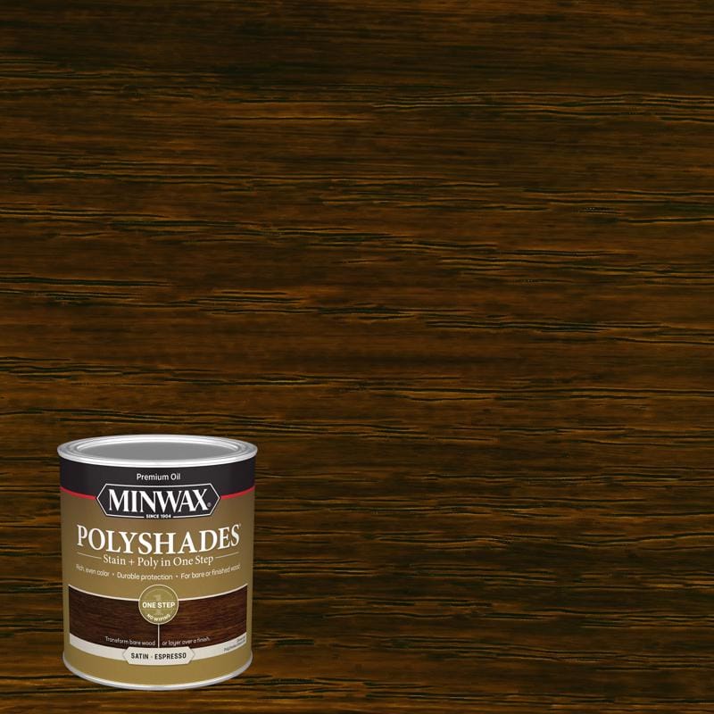 Minwax 613970444 PolyShades Semi-Transparent Satin Espresso Oil-Based Stain/Polyurethane Finish 1 qt