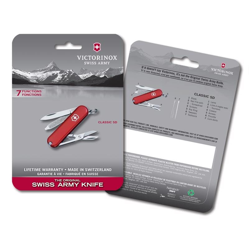 Victorinox 0.6223.B Swiss Army Red 420 HC Stainless Steel < 3 in. Classic SD Multi-Function Knife
