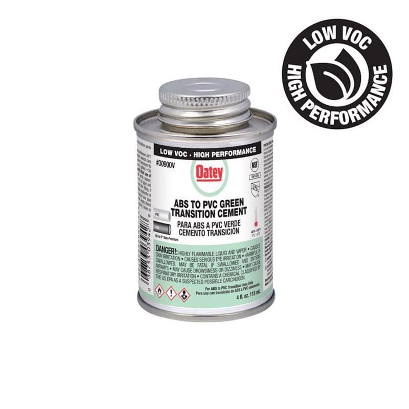 Oatey 30900V Green Transition Cement For ABS/PVC 4 oz