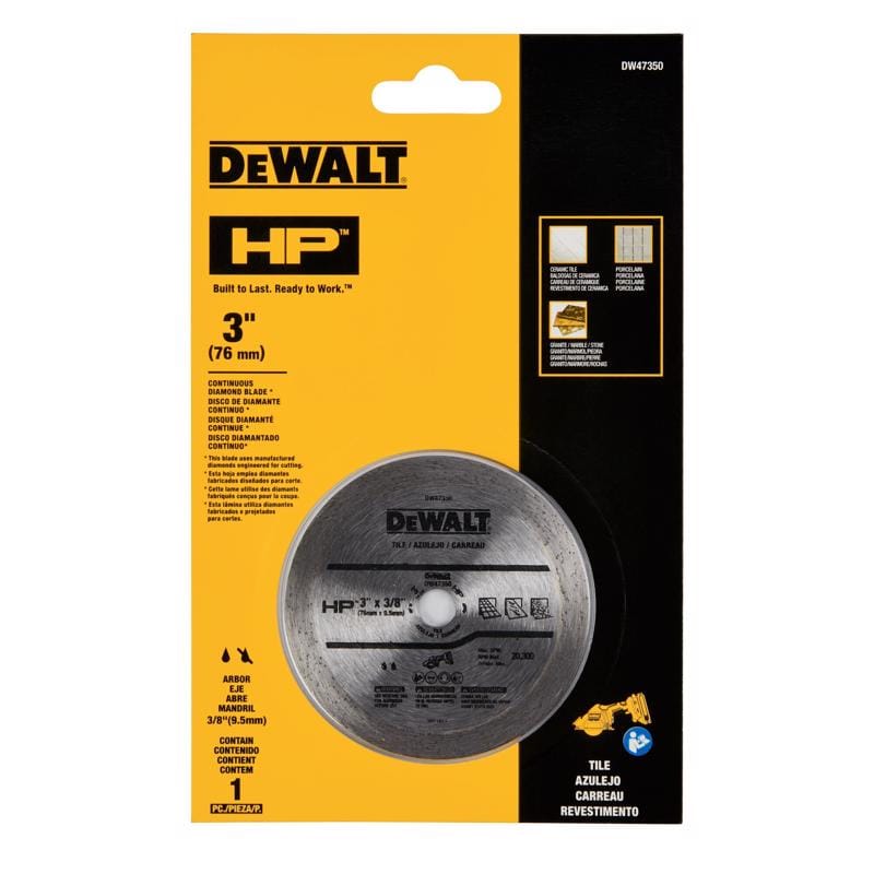 Dewalt DW47350 3 in. D X 3/8 in. X 0.2 in. thick Diamond/Metal Continuous HP Tile Blade 1 pk