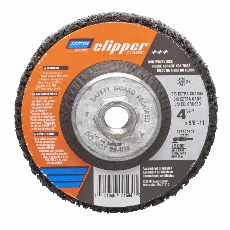 Norton 70184601594 Rapid Strip 4-1/2 in. D X 5/8-11 in. Silicon Carbide Clipper Classic Disc 1 each