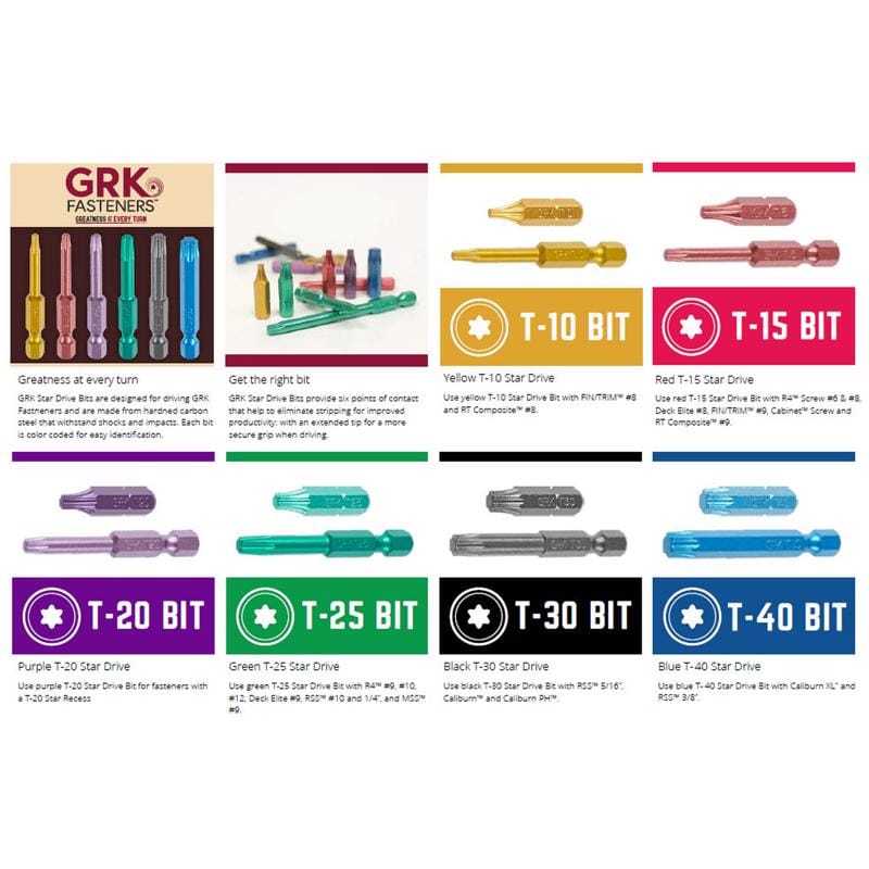 GRK Fasteners 86451 Star T30 X 2 in. L Insert Bit Steel 25 pc