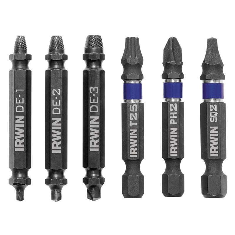 Irwin 1876225 Impact SCREW-GRIP .15 in. M2 High Speed Steel Double-Ended Screw Extractor Set 2 in. 6 pc