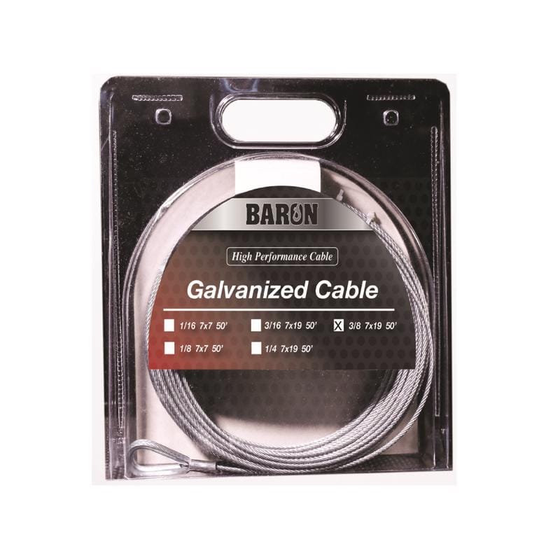 Baron 3105 3/8 in. D X 50 ft. L Galvanized Steel Aircraft Cable