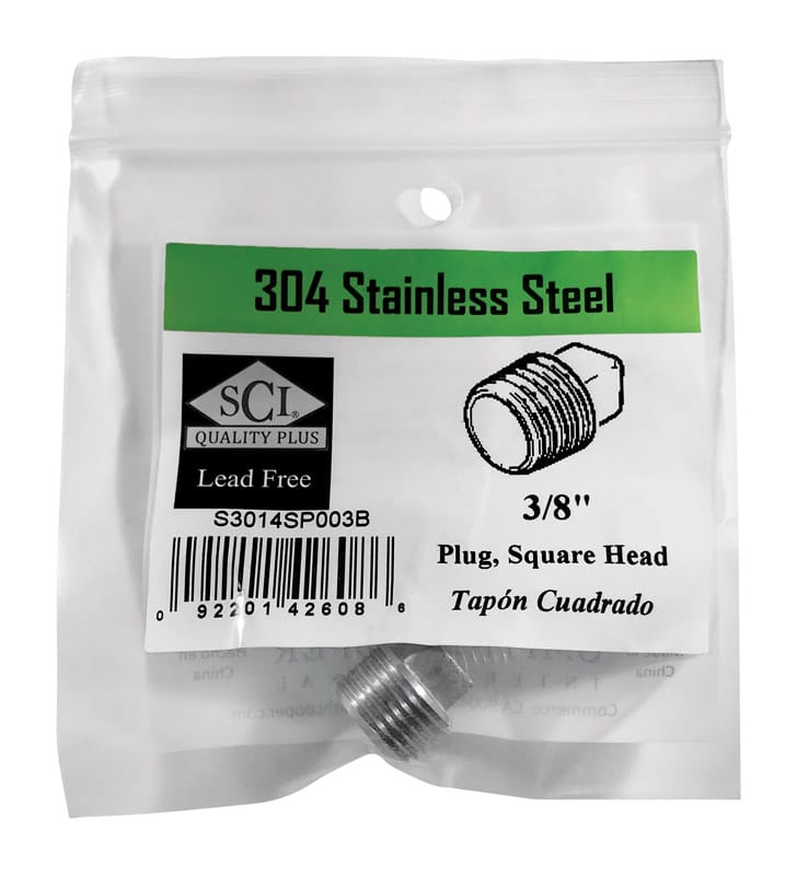 Smith-Cooper 4638102220 3/8 in. MPT Stainless Steel Square Head Plug