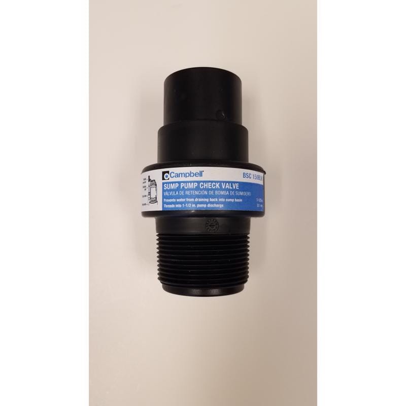 Campbell BSC 150BLK 1-1/2 in. D X 1-1/2 in. D Plastic Swing Check Valve