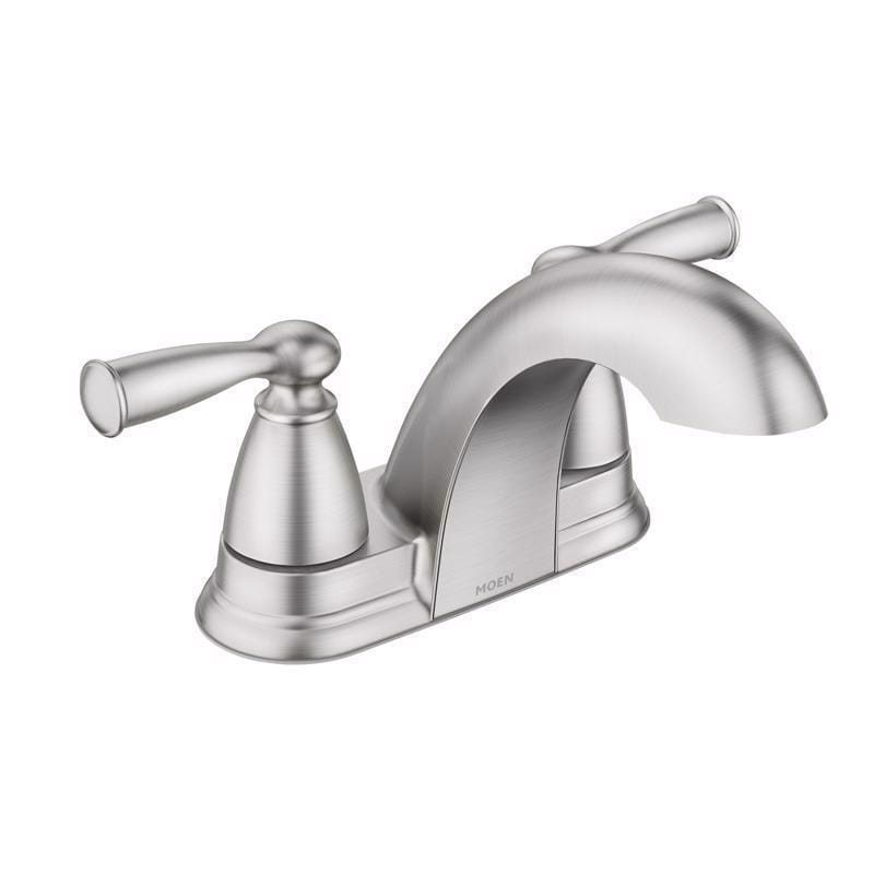 Moen 84942SRN Banbury 2 Brushed Nickel Traditional Centerset Bathroom Sink Faucet 4 in.