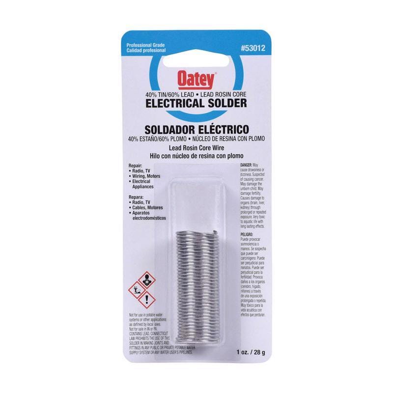 Oatey 53012 1 oz Acid Core Wire Solder 0.063 in. D Tin/Lead 40/60 1 pc