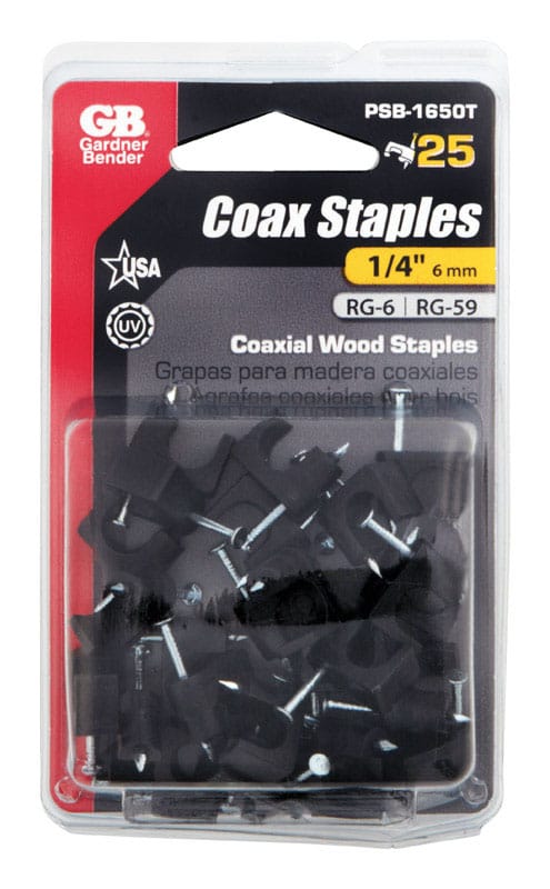 Gardner Bender PSB-1650T 1/4 in. W Plastic Insulated Coaxial Staple 25 pk