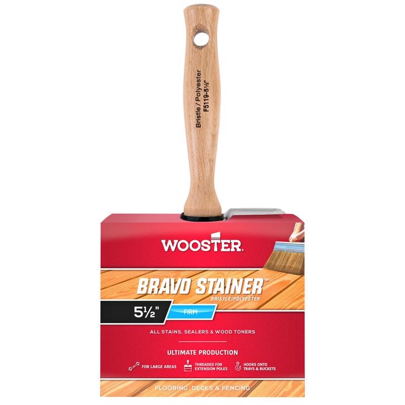 Wooster F5119-5-1/2 Bravo Stainer 5-1/2 in. Firm Flat Paint Brush