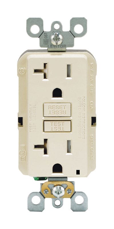 Leviton GFTR2-0KT SmartlockPro 20 amps 125 V Duplex Light Almond GFCI Outlet 5-20R 1 pk