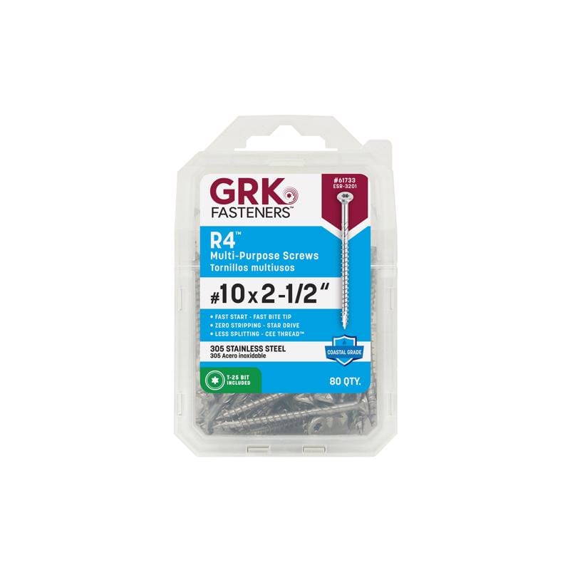 GRK Fasteners 61733 No. 10 in. X 2-1/2 in. L Star Flat Head W-Cut Multi-Purpose Screws