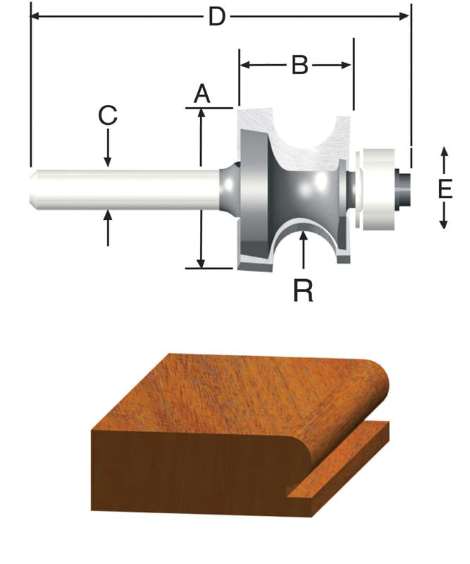 Vermont American 23138 1 in. D X 3/16 in. X 2-1/8 in. L Carbide Tipped Edgebead Router Bit