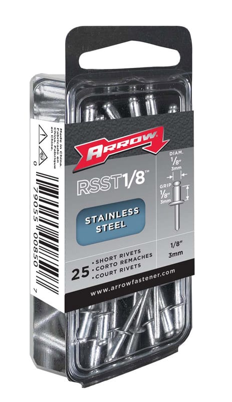 Arrow RSST1/8 1/8 in. D X 1/8 in. Stainless Steel Rivets Silver 25 pk