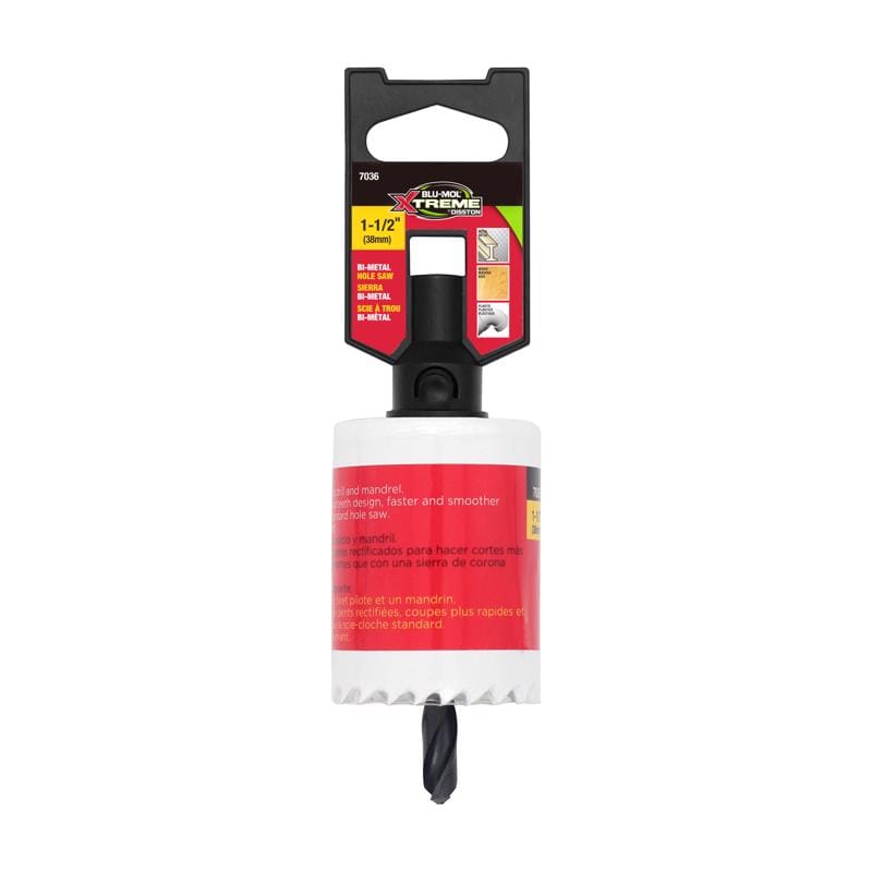 Blu-Mol Xtreme E0217036 1-1/2 in. Bi-Metal 1/4 in. D Hole Saw Arbor Included