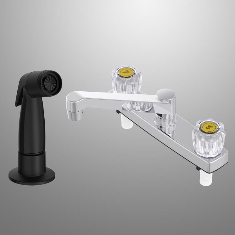 Home Plus 8211101CS Two Handle Chrome Kitchen Faucet Side Sprayer Included